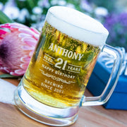 Customised Engraved 21st 500ml Milestone Beer Mug Glass Stein Birthday Present
