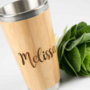 Custom Engraved Name Bamboo Stainless Steel Travel Reusable Keep Mug Cup