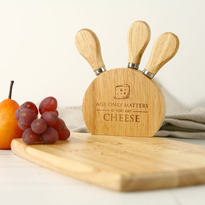 Engraved Birthday Paddle Chopping Board + BONUS Cheese Knife Set