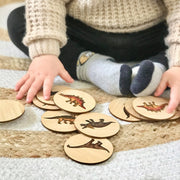 Custom Colour Printed Environmental Friendly Wooden Dinosaur Memory Game