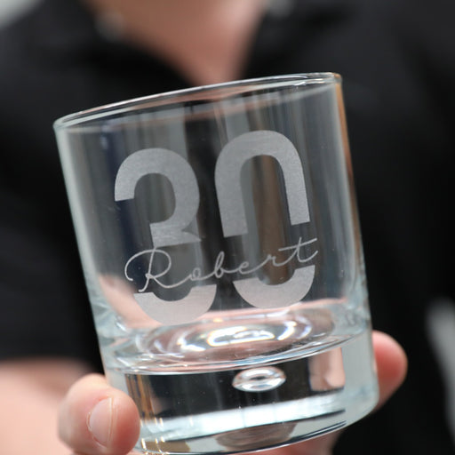 Customised Engraved 30th Milestone Birthday Round Scotch Glass Present
