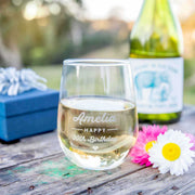 Custom Artwork Engraved Stemless Premium 460ml Wine Glass Birthday Gift