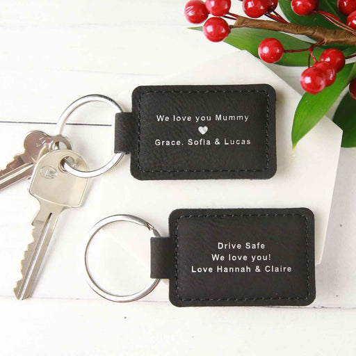 Personalised Engraved "we love you mummy" black leatherette keying Christmas Present