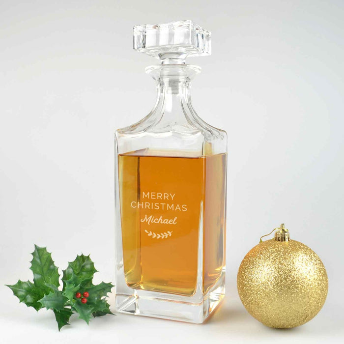 Custom Designed Engraved Christmas Whiskey Decanter Present