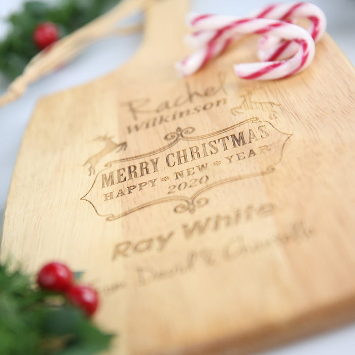 Custom Designed Engraved Christmas Corporate Serving Paddle Board Client Present