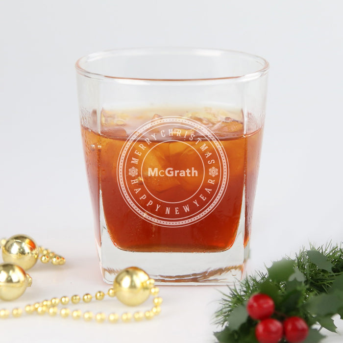 Custom Designed Engraved Corporate Christmas Scotch Glass Client Gift