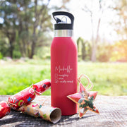 Customised Engraved Red Drink, Water Sports Bottle Christmas Present