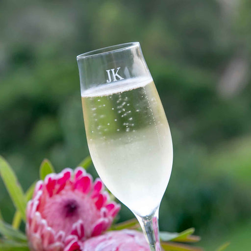 Customised Engraved Initials Contour Champagne Glasses