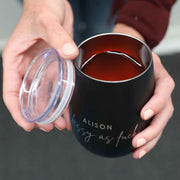 Customised Name Engraved Matte Black "classy as" inappropriate Funny Saying stemless wine glass sipper with lid