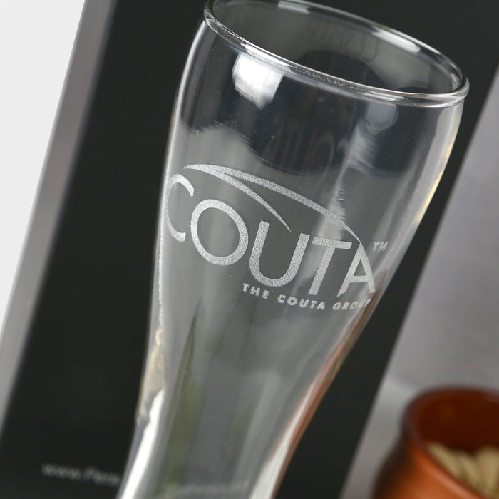 Custom Artwork Engraved Corporate Logo Premium European Beer Glass 425ml With Black Gift Box