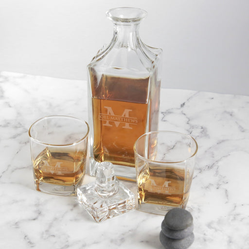 Customised Engraved Decanter and Scotch glass Set Corporate Gift