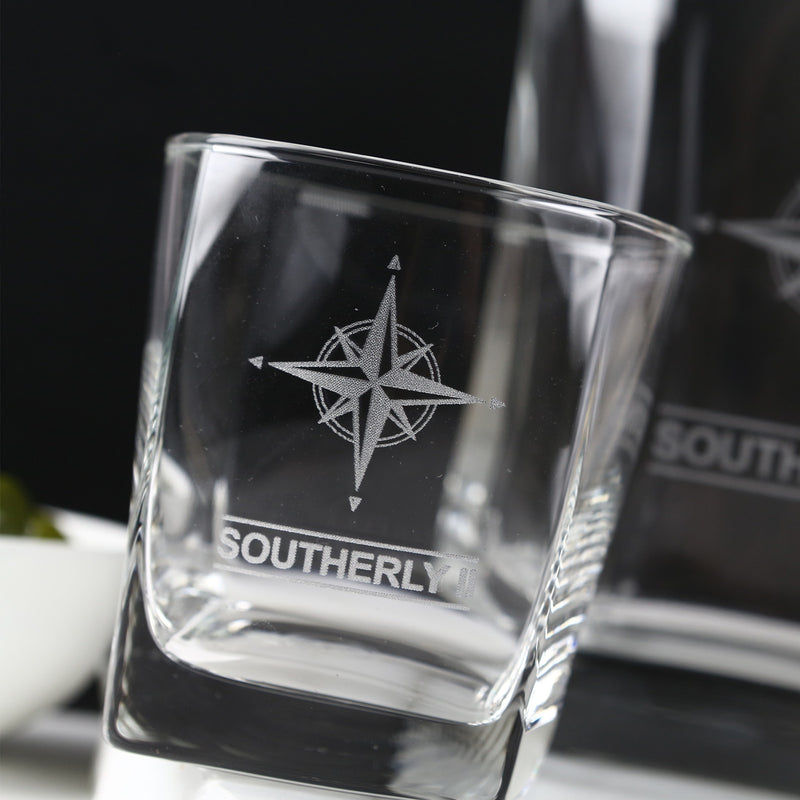 Customised Engraved Corporate Decanter Gift Set with Gift Box - Premium Whiskey Decanter PLUS 2 Scotch Glasses