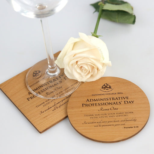 Personalised Engraved Wooden Coaster Corporate Appreciation Client Gift