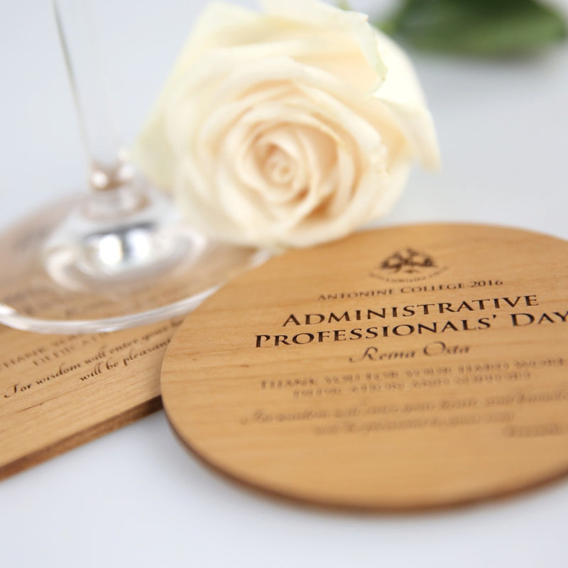Engraved Wooden Coaster Corporate Appreciation Gift