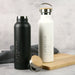 Engraved Company Logo 650ml Metal Sports Water Bottle with Wooden Lid Corporate Gift