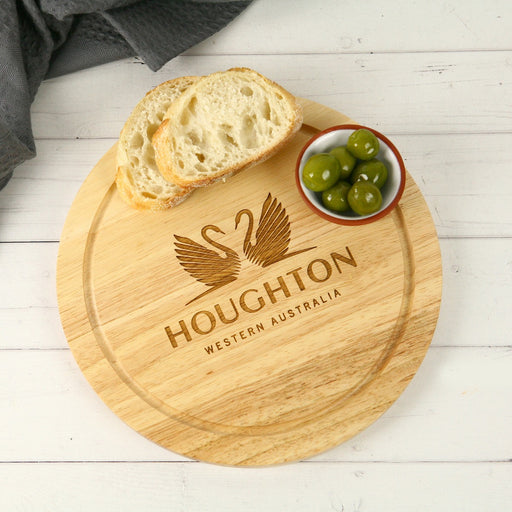 Customised Corporate Logo Engraved Wooden Round Cheese Serving Board Gift