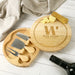 Engraved Round Wooden Cheese Knife Set Corporate Client Gift