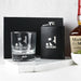 Personalised Engraved Gift Boxed Corporate Round Scotch Glass and Black 7oz Hip Flask