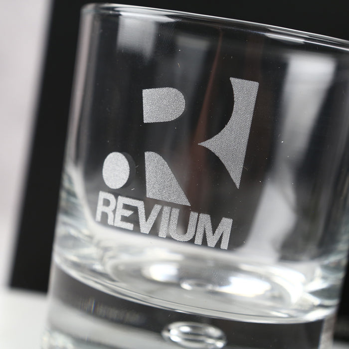 Customised Engraved Gift Boxed Corporate logo Round Scotch Glass Company or Client Gift