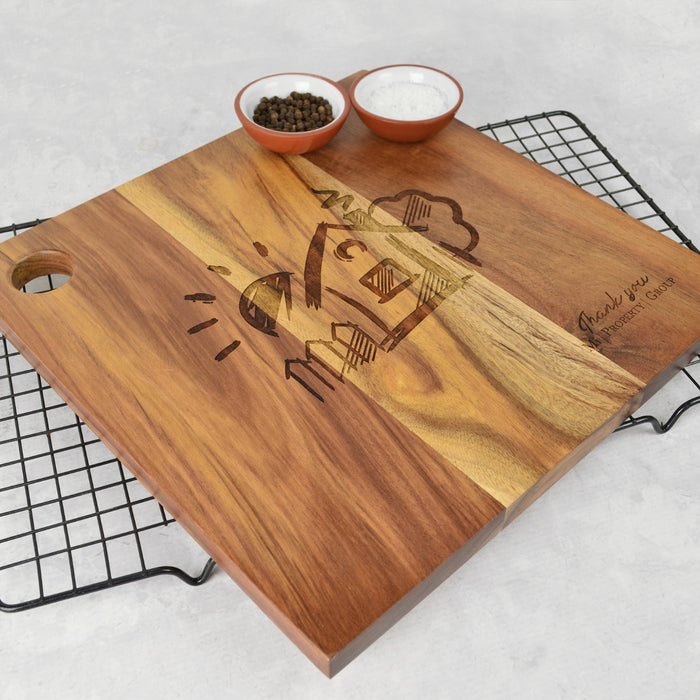 Customised Engraved Deluxe Square Cheese Chopping Board Corporate Gift