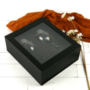 Custom Designed Engraved Company Logo Wine Glasses Corporate Black Gift Box
