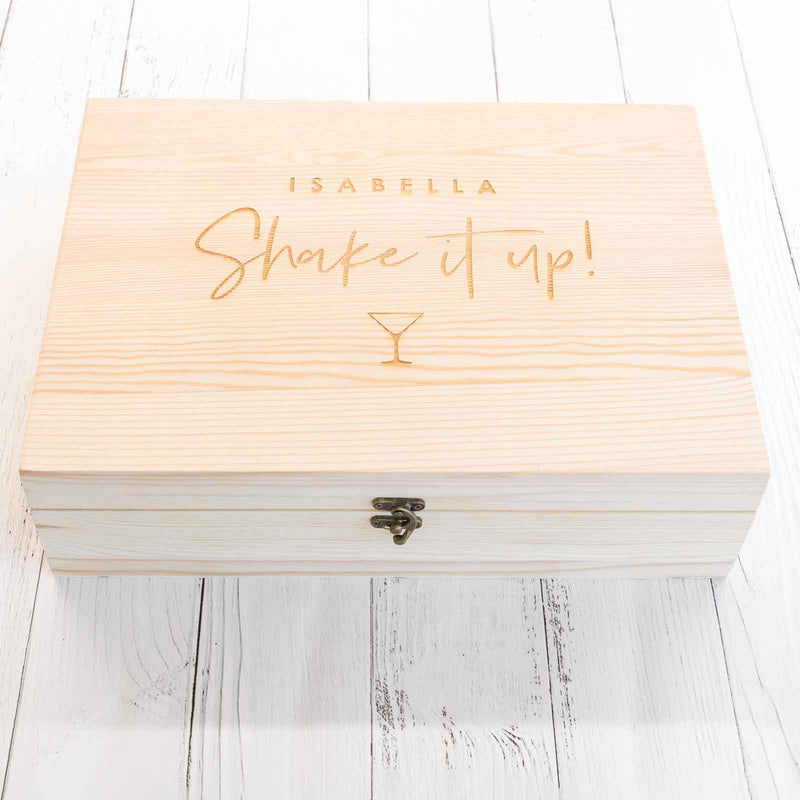 Custom Artwork Engraved Wooden Presentation Gift Boxed Cosmopolitan Cocktail Set Birthday Gift