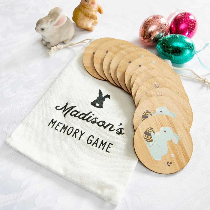 Customised Wood Easter Bunny Memory Game with Gift Bag