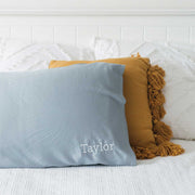 Customised Embroidered Name Bamboo Ice Blue Pillow Case Birthday Present
