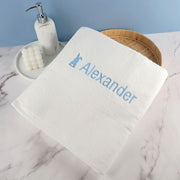 Custom Embroidered Boy Name Easter Bunny White Bath Towel