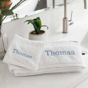 Personalised baby towel and face washer set for newborn or christening gift