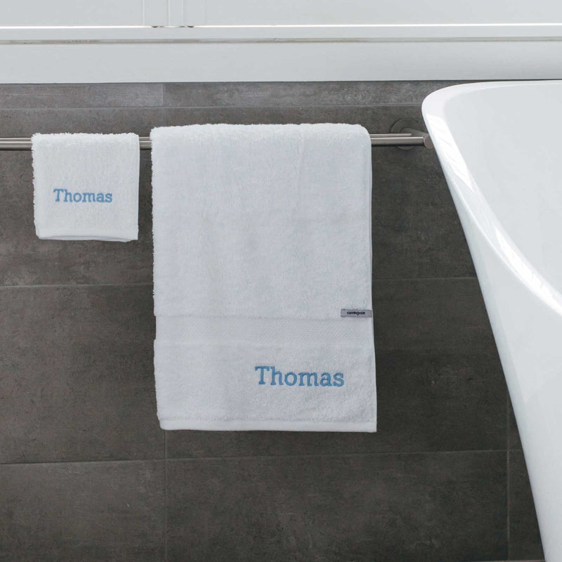 Soft cotton towel set with embroidered name – perfect first birthday gift