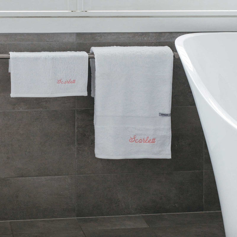 Embroidered baby towel and matching face cloth – perfect baby shower gift