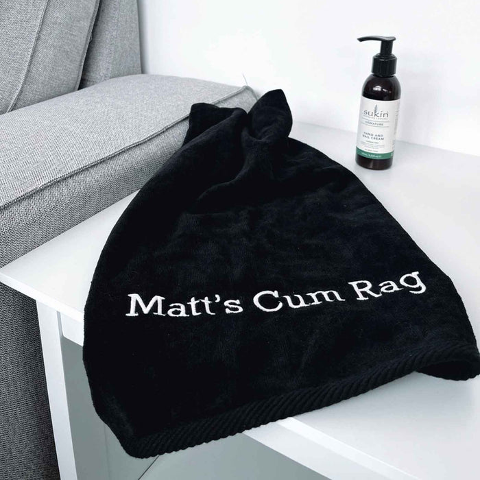 Personalised Embroidered Cum Rag Towel Inappropriate Birthday Gift