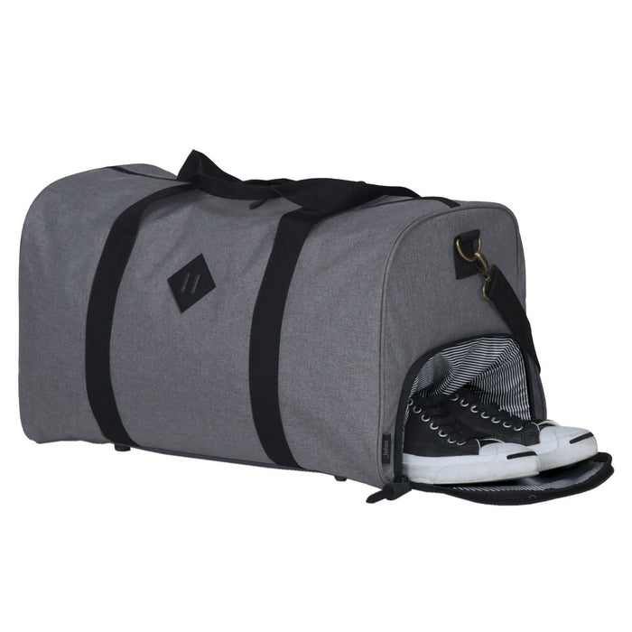 Custom Embroidery Monogrammed Grey Sports Duffle Bag with Shoe Compartment