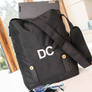 Custom Artwork Embroidered Initials Black 15” Laptop Crossbody Messenger Bag