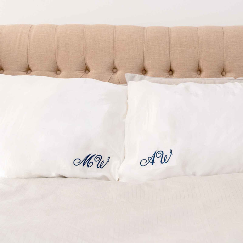 Embroidered 100% Mulberry Silk Pillowcase Twin Set
