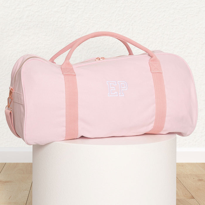 Custom Artwork Embroidered Blush Pink Canvas Duffle Bag Christmas Gift