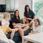 Customised Embroidered Monogrammed Initials Black, White, Pink, Navy Satin Short Sleeve Pyjama Set Mother's Day Gift