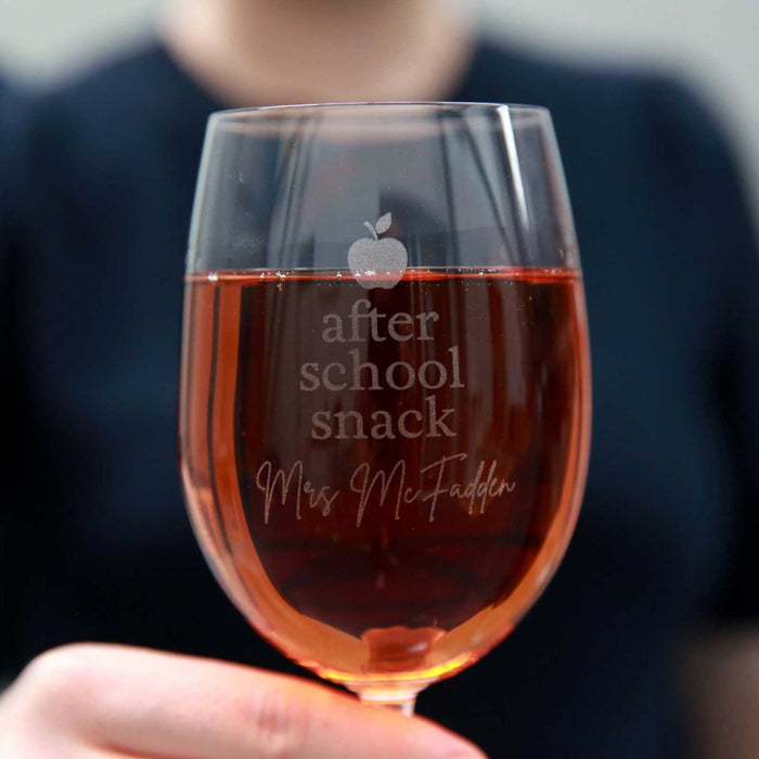 Custom Designed Engraved Humorous Teacher Christmas Wine Glass Present