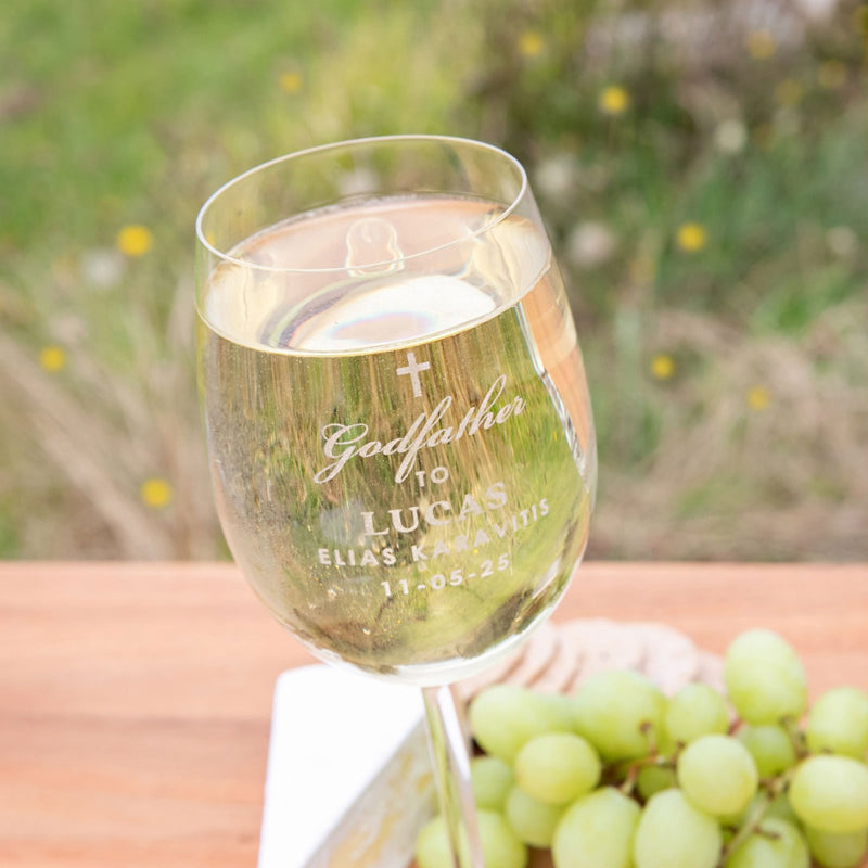 Custom Design Engraved Godmother Wine Glass Present for Christenings , baptisms and naming days