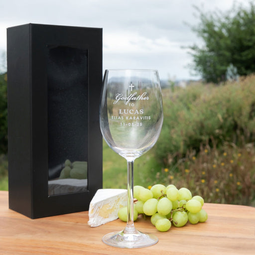 Customised Engraved Godmother Wine Glass Present for Christenings , baptisms and naming days
