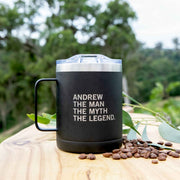 Custom Artwork Engraved Name The Man the Myth The Legend Matte Black 400ml Stainless Steel Metal Travel Mug Birthday Gift