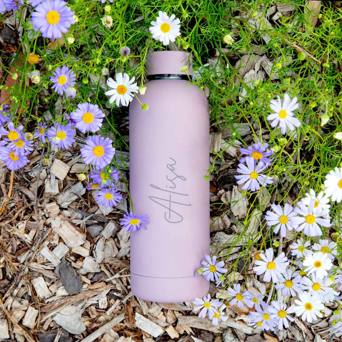 Custom Designed Engraved Stainless Steel Insulated Mauve Water Bottle Mother's Day Present