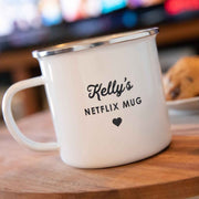 Customised Engraved 500ml White Enamel Netflix Movie Mug Christmas Present