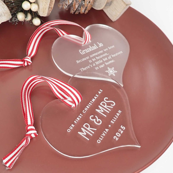 Engraved Acrylic Heart Christmas Tree Decoration