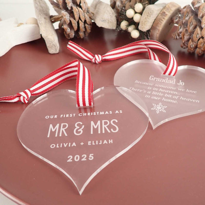 Engraved Acrylic Heart Christmas Tree Decoration