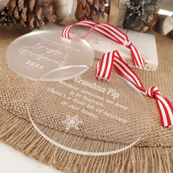 Engraved Acrylic Round Christmas Tree Decoration