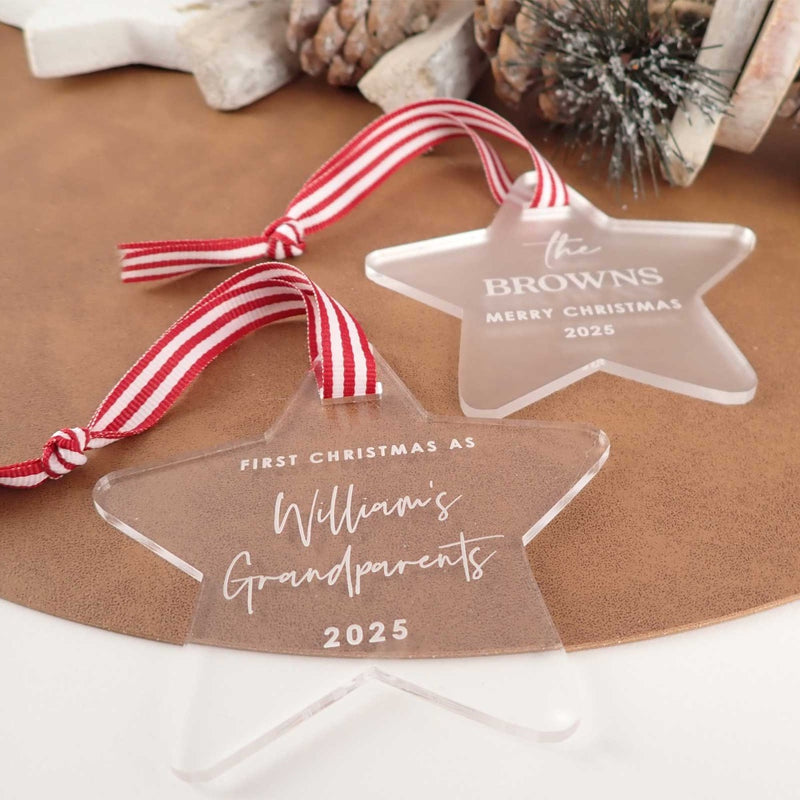 Engraved Acrylic Star Christmas Tree Decoration