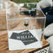 Custom Artwork Engraved Bride & Groom Names Clear Acrylic Wedding Wishing Well Box with White Base