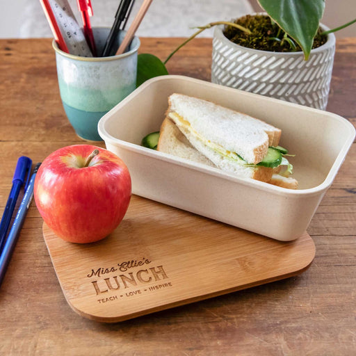 Personalised Engraved Bamboo Lid Lunchbox Teacher's Gift